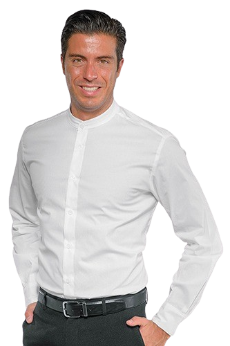 CAMICIA UNISEX DETROIT: camicia unisex per sala bar colletto alla coreana sottile e...